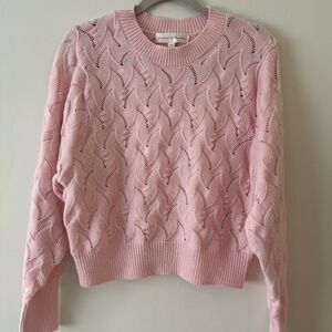 Chelsea & Theodore Cropped Light Pink Textured Sweater